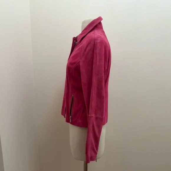 Michael Kors Barbie Pink Suede Jacket Sz Medium Coastal Cowgirl Western Boho Y2K - Picture 4 of 16